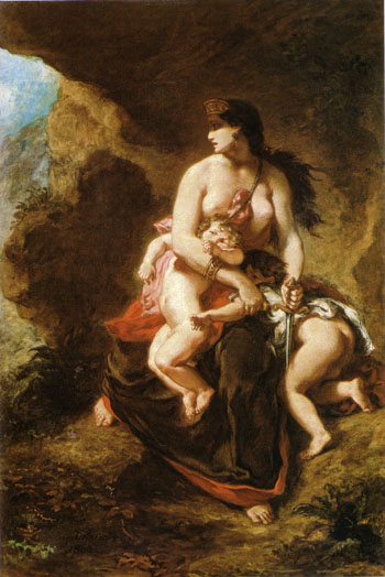 Medea about to Kill her Children 1838 - F.V.E. Delcroix reproduction oil painting