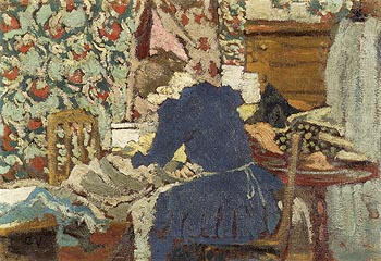 Interior Marie Leaning Over Her Work - Edouard Vuillard reproduction oil painting