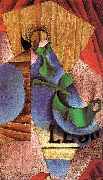 Glass Cup and Newspaper 1913 - Juan Gris reproduction oil painting