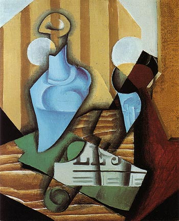 Still Life with Bottle and Glass 1914 - Juan Gris reproduction oil painting