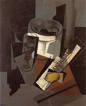 Fruit Dish Glass and Lemon 1916 - Juan Gris reproduction oil painting