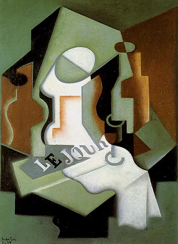 Bottle and Fruit Dish 1919 - Juan Gris reproduction oil painting