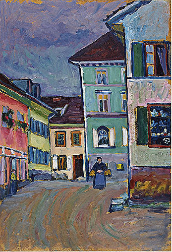 Murnau Top of the Johannisstrasse, 1908 - Wassily Kandinsky reproduction oil painting