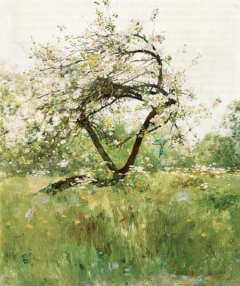 Peach Blossoms Villiers le Bel 1887 - Childe Hassam reproduction oil painting