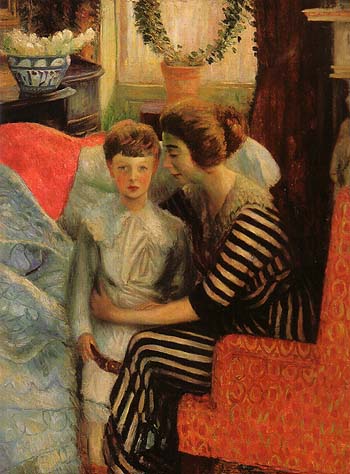 The Artist s Wife and Son 1911 - William Glackens reproduction oil painting