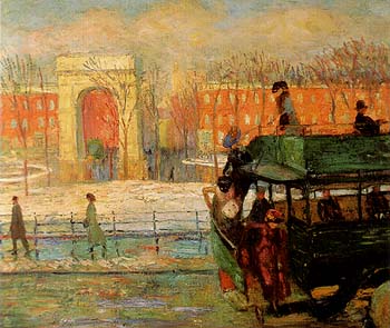 Descending From the Bus 1910 - William Glackens reproduction oil painting