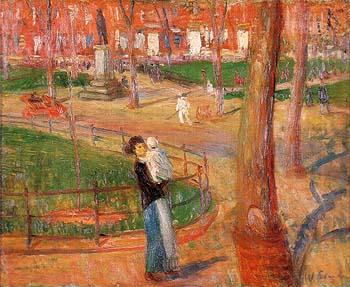 Mother and Baby Washington Square 1914 - William Glackens reproduction oil painting