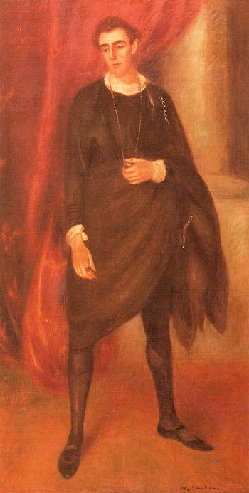 Portrait of Walter Hampden as Hamlet 1919 - William Glackens reproduction oil painting