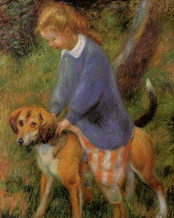 Lenna With Rabbit Hound 1922 - William Glackens reproduction oil painting