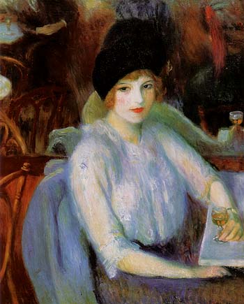 Cafe Lafayette Portrait of Kay Laurel 1914 - William Glackens reproduction oil painting