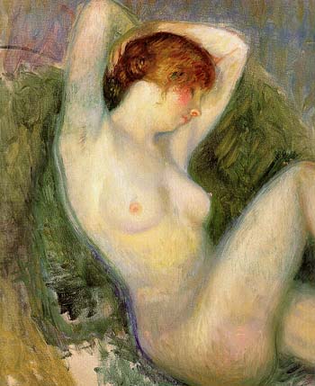 Nude in Green Chair After 1924 - William Glackens reproduction oil painting