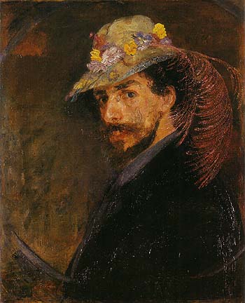 Ensor with Flowered Hat - James Ensor reproduction oil painting