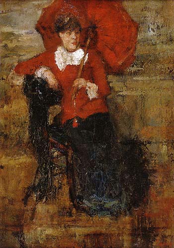 The Lady with the Red Parasol 1880 - James Ensor reproduction oil painting
