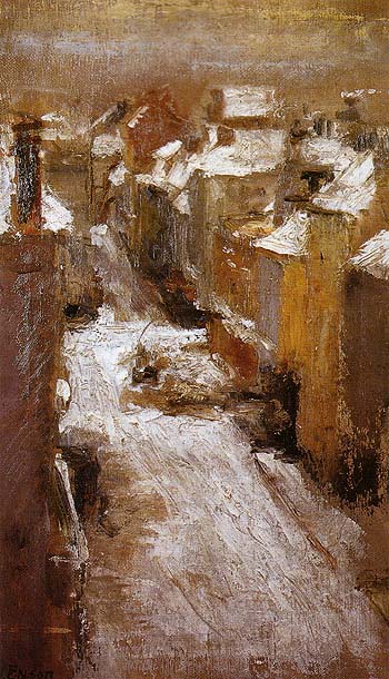 Rue de Flandre in the Snow 1881 - James Ensor reproduction oil painting