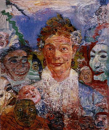 Old Woman with Masks 1889 - James Ensor reproduction oil painting