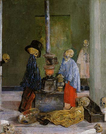 Skeletons Trying to Warm Themselves 1889 - James Ensor reproduction oil painting