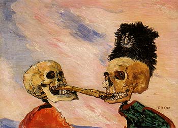 Skeletons Fighting Over a Pickled Herring 1891 - James Ensor reproduction oil painting