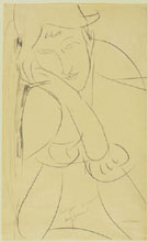 Woman Head on Hand c 1917 - Amedeo Modigliani