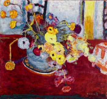 Flowers on a Red Carpet 1928 - Pierre Bonnard reproduction oil painting