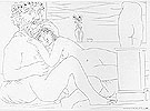 Drawing Sculptor and Reclining Nude 1933 - Pablo Picasso