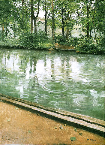 River Bank in the Rain c 1885 - Gustave Caillebotte reproduction oil painting
