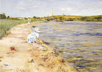 Beach Scene Morning at Canoe Place c1896 - William Merrit Chase reproduction oil painting
