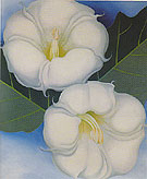 Two Jimson Weed with Green Leaves and Blue Sky 1958 - Georgia O'Keeffe