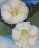 Two Jimson Weed with Green Leaves and Blue Sky 1958 - Georgia O'Keeffe reproduction oil painting