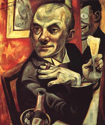 Self Portrait with Champagne Glass 1919 - Max Beckmann reproduction oil painting