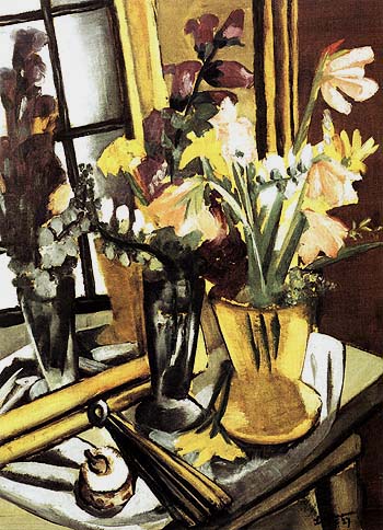 Self Portrait of Flowers with Mirror 1927 - Max Beckmann reproduction oil painting