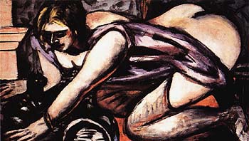 Semi Nude with Cat 1945 - Max Beckmann reproduction oil painting