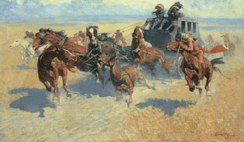 Downing the Nigh Leader - Frederic Remington reproduction oil painting