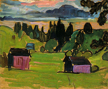 View of the Murnau Moors 1908 - Gabriele Munter reproduction oil painting