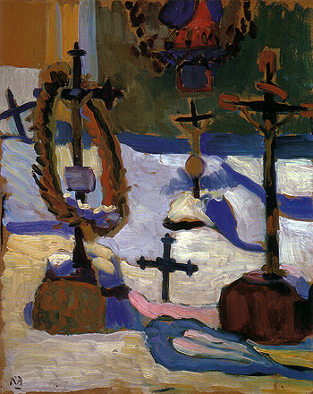 Grave Crosses in Kochel 1909 - Gabriele Munter reproduction oil painting
