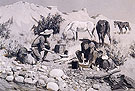 Prospectors Making Frying Pan Bread 1893 - Frederic Remington reproduction oil painting