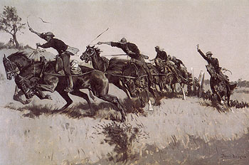 Capt Grimes Battery Going Up El Poso Hill 1894 - Frederic Remington reproduction oil painting
