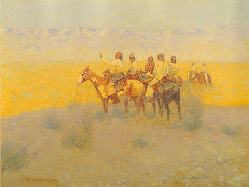 Evening in the Desert Navajoes 1905 - Frederic Remington reproduction oil painting