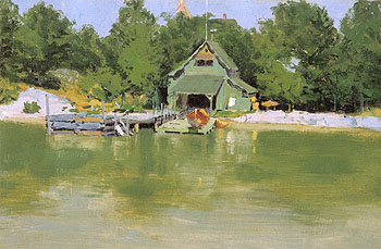 Boat House at Ingleneuk ca 1903 - Frederic Remington reproduction oil painting