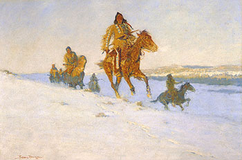 The Snow Trail 1908 - Frederic Remington reproduction oil painting