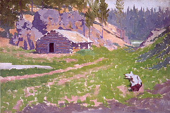 Squatter Cabin 1908 - Frederic Remington reproduction oil painting