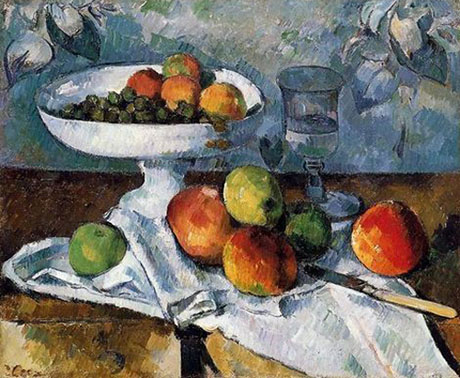 Still Life with Dish Glass and Apples 1879 - Paul Cezanne reproduction oil painting