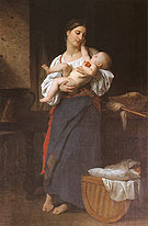 First Caresses 1866 - William-Adolphe Bouguereau reproduction oil painting