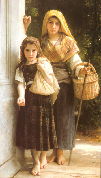 Les Petites Mendicantes The Little Beggar Girls 1890 - William-Adolphe Bouguereau reproduction oil painting