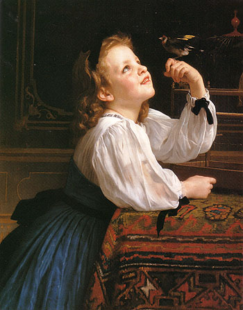 The Pet Bird 1867 - William-Adolphe Bouguereau reproduction oil painting