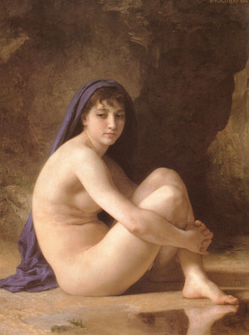 Seated Nude 1884 - William-Adolphe Bouguereau reproduction oil painting