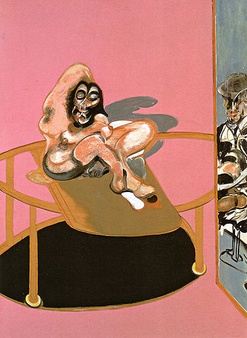 Study of a Nude with Figure in a Mirror - Francis Bacon reproduction oil painting