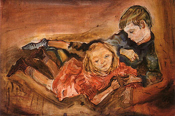 Children Playing 1909 - Oskar Kokoshka reproduction oil painting
