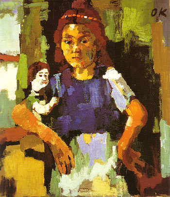 Young Girl with Doll 1921 22 - Oskar Kokoshka reproduction oil painting