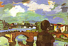 Dresde Bridges of the elbe with Figure seen from the Back 1923 - Oskar Kokoshka reproduction oil painting