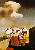 Average Atmospherocephalic Bureaucrat in the Act Milking a Cranial Harp 1933 - Salvador Dali reproduction oil painting